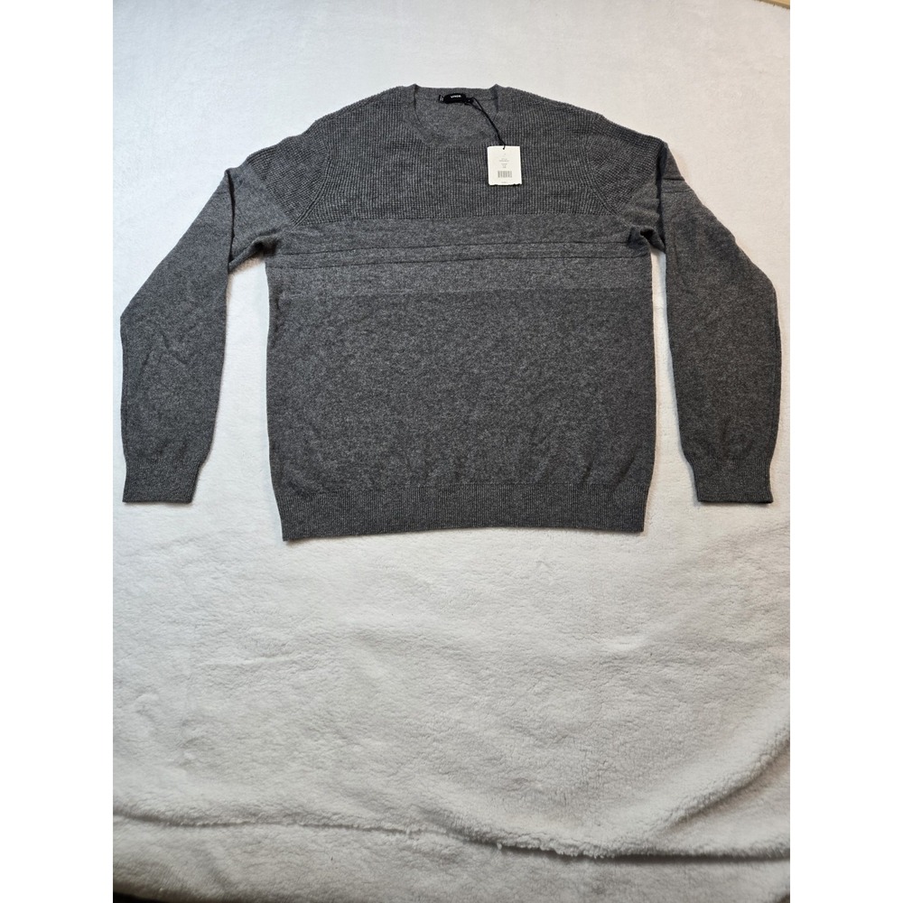 Vince Mens Sweater Shirt Cashmere and Wool NWT Gray‎ Crew Neck Large